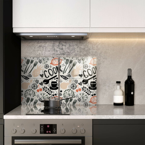 Placa din sticla protectie perete bucatarie Motiv de bucătărie din desene animate