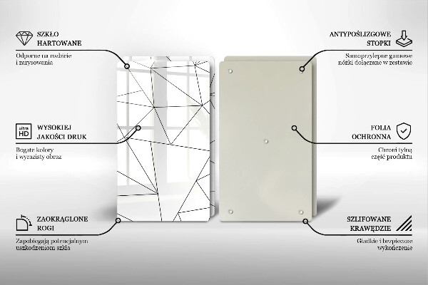 Placa din sticla protectie perete bucatarie Triunghiuri albe