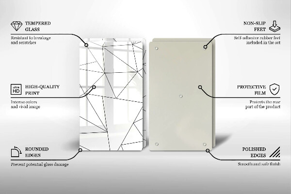 Placa din sticla protectie perete bucatarie Triunghiuri albe