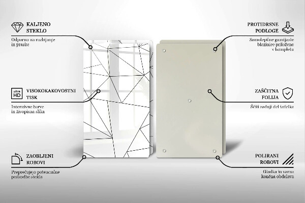 Placa din sticla protectie perete bucatarie Triunghiuri albe