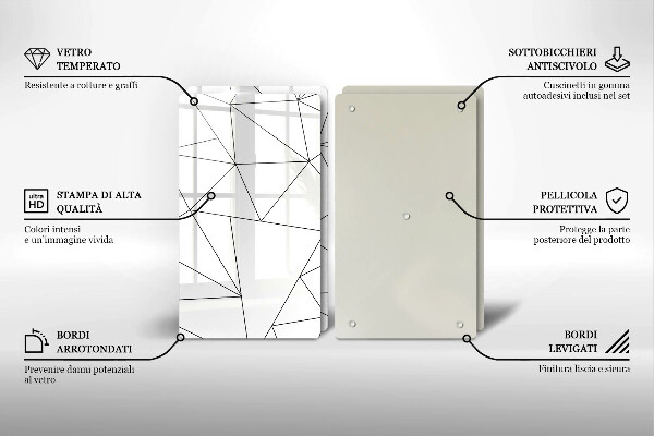 Placa din sticla protectie perete bucatarie Triunghiuri albe