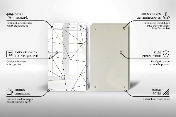 Placa din sticla protectie perete bucatarie Triunghiuri albe