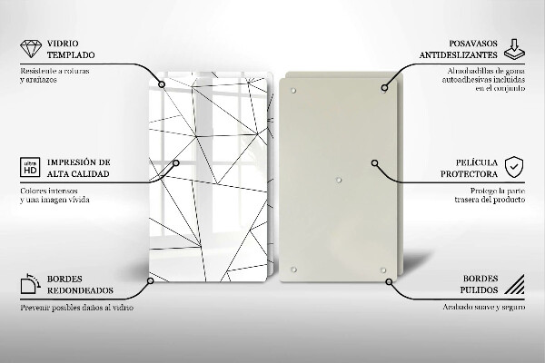 Placa din sticla protectie perete bucatarie Triunghiuri albe