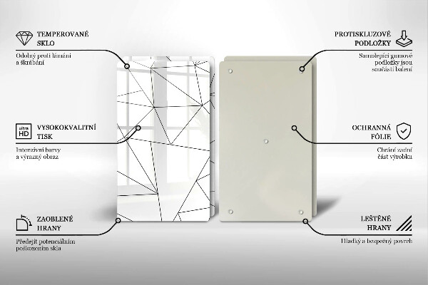 Placa din sticla protectie perete bucatarie Triunghiuri albe