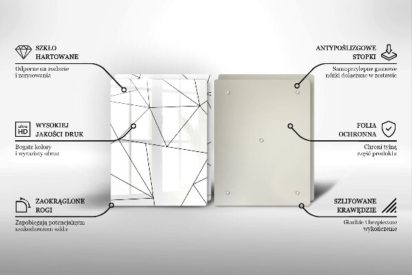 Placa din sticla protectie perete bucatarie Triunghiuri albe