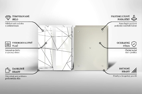 Placa din sticla protectie perete bucatarie Triunghiuri albe