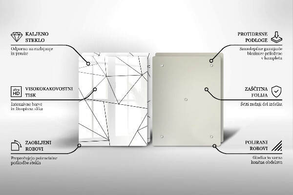 Placa din sticla protectie perete bucatarie Triunghiuri albe