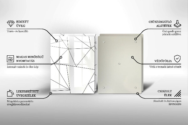 Placa din sticla protectie perete bucatarie Triunghiuri albe