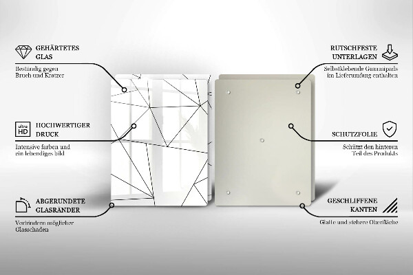 Placa din sticla protectie perete bucatarie Triunghiuri albe