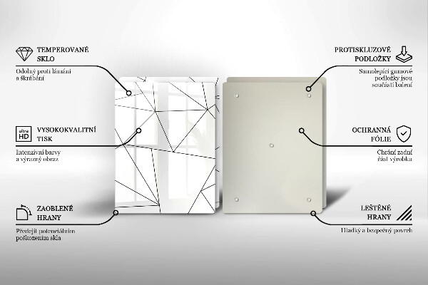 Placa din sticla protectie perete bucatarie Triunghiuri albe