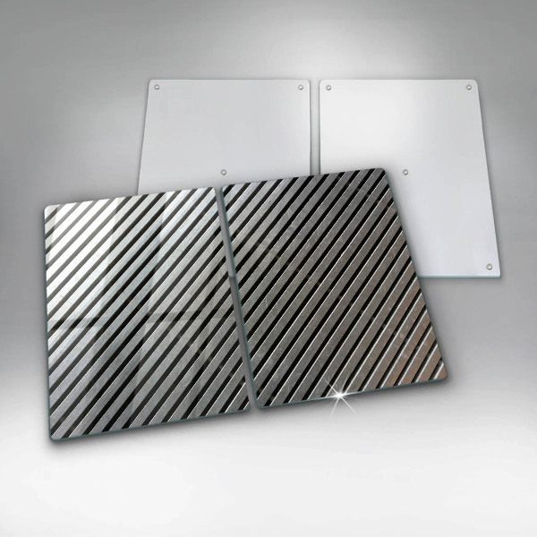 Placa din sticla protectie perete bucatarie Linii metalice