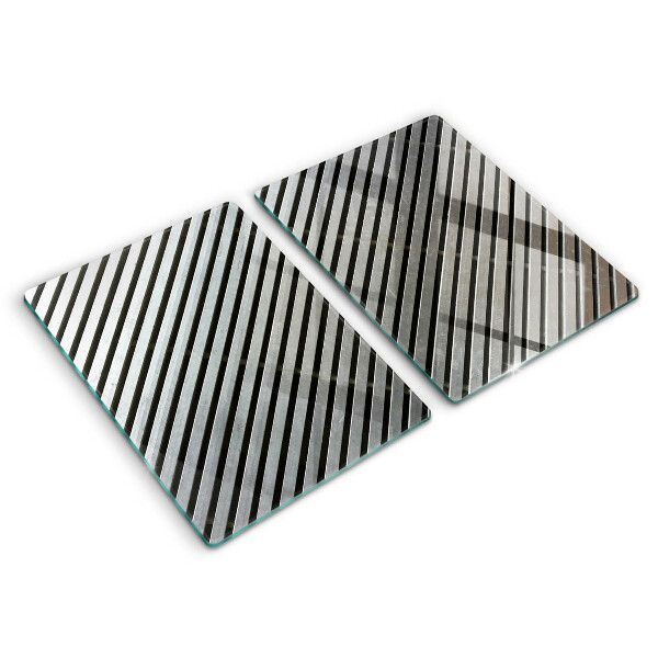 Placa din sticla protectie perete bucatarie Linii metalice
