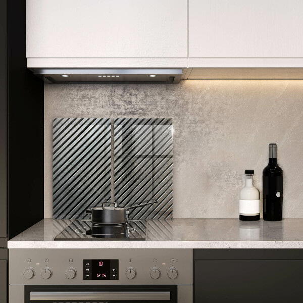 Placa din sticla protectie perete bucatarie Linii metalice