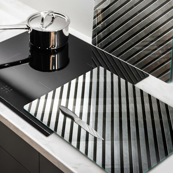 Placa din sticla protectie perete bucatarie Linii metalice