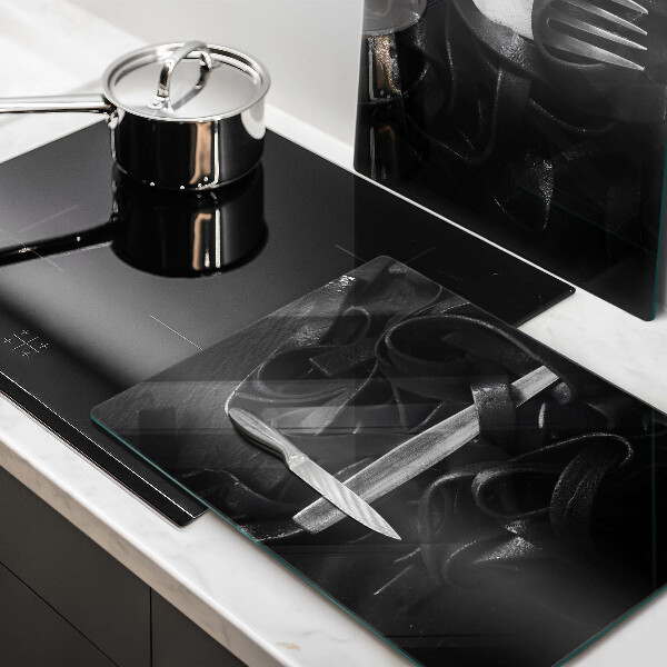 Placa din sticla protectie perete bucatarie Paste tagliatelle negre