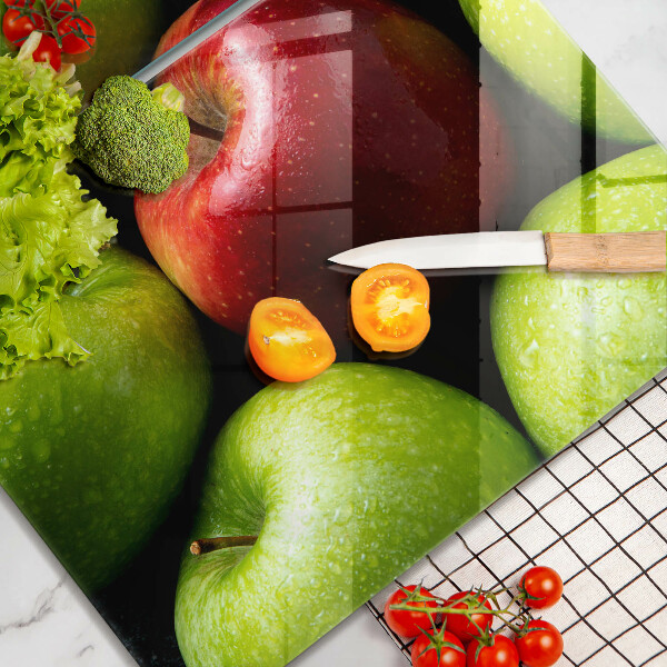 Placa din sticla protectie perete bucatarie Mere suculente