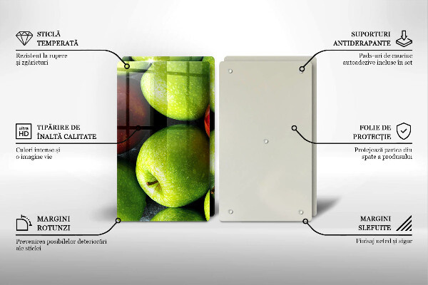 Placa din sticla protectie perete bucatarie Mere suculente