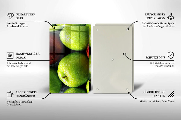 Placa din sticla protectie perete bucatarie Mere suculente
