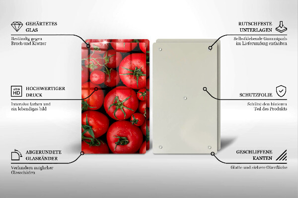 Placa din sticla protectie perete bucatarie Rosii