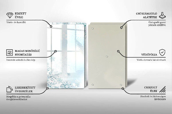 Placa din sticla protectie perete bucatarie Fulg de nea