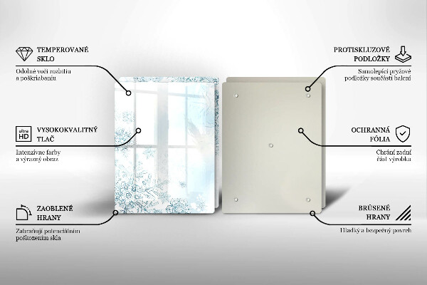 Placa din sticla protectie perete bucatarie Fulg de nea