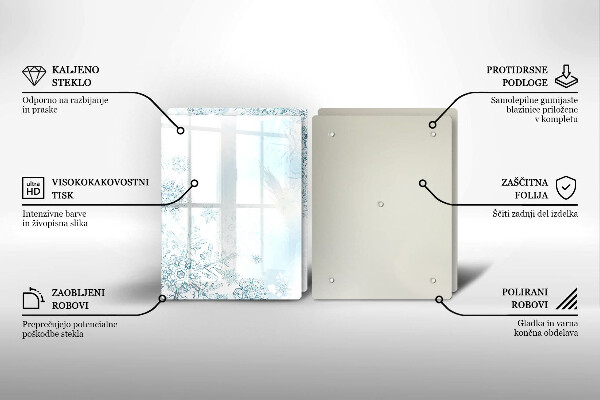 Placa din sticla protectie perete bucatarie Fulg de nea