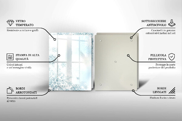 Placa din sticla protectie perete bucatarie Fulg de nea