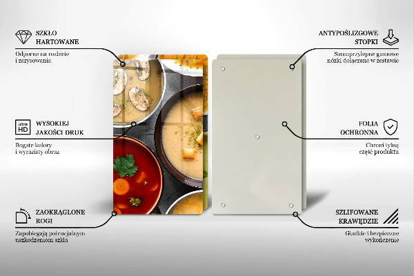 Placa din sticla protectie perete bucatarie Supe colorate