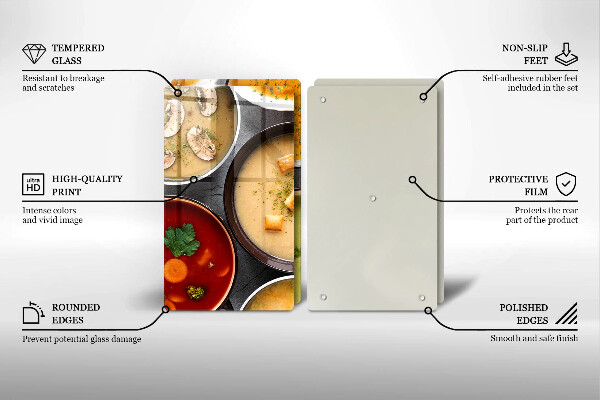 Placa din sticla protectie perete bucatarie Supe colorate