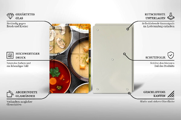 Placa din sticla protectie perete bucatarie Supe colorate