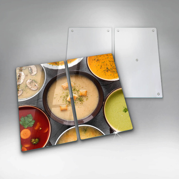Placa din sticla protectie perete bucatarie Supe colorate