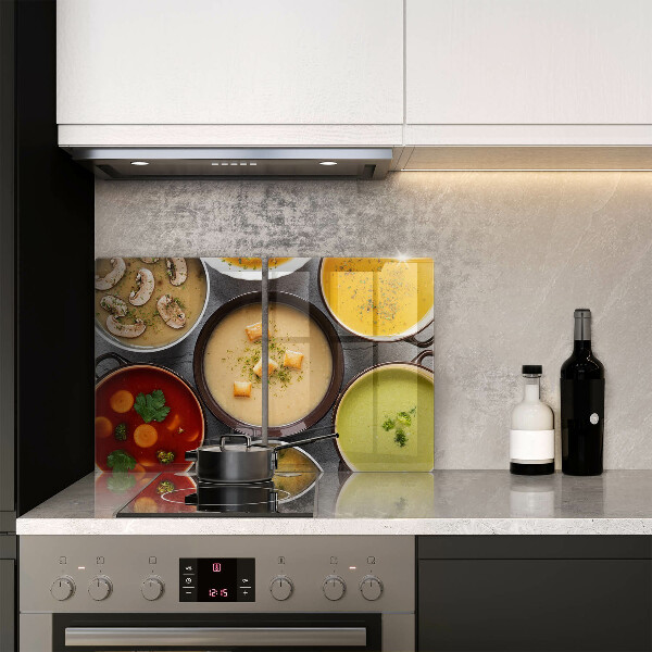 Placa din sticla protectie perete bucatarie Supe colorate