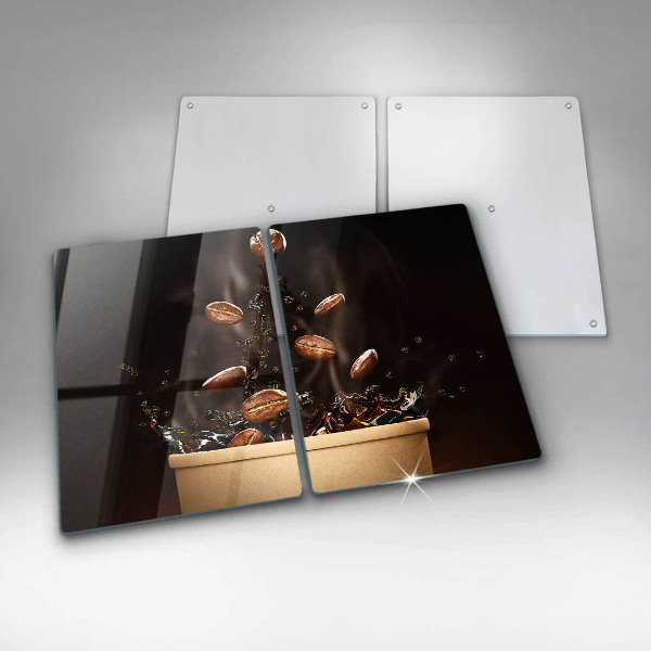 Placă din sticla protectie perete Boabe de cafea fierbinți