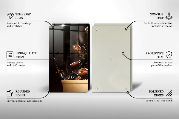 Placă din sticla protectie perete Boabe de cafea fierbinți