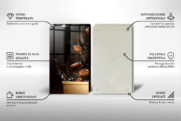 Placă din sticla protectie perete Boabe de cafea fierbinți