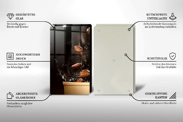 Placă din sticla protectie perete Boabe de cafea fierbinți