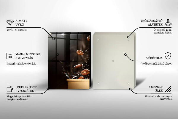 Placă din sticla protectie perete Boabe de cafea fierbinți