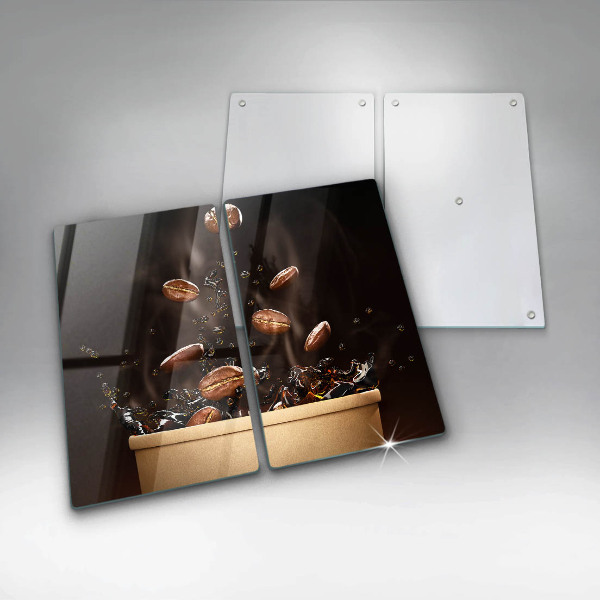 Placă din sticla protectie perete Boabe de cafea fierbinți