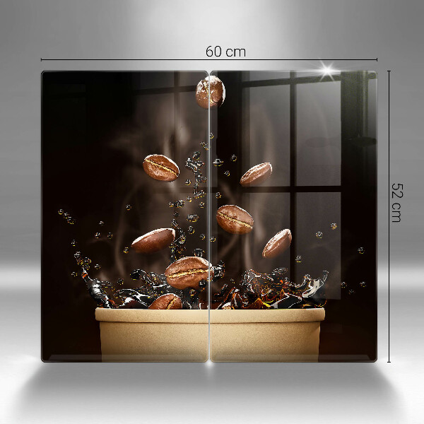 Placă din sticla protectie perete Boabe de cafea fierbinți