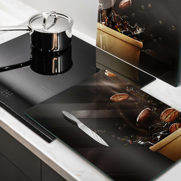 Placă din sticla protectie perete Boabe de cafea fierbinți