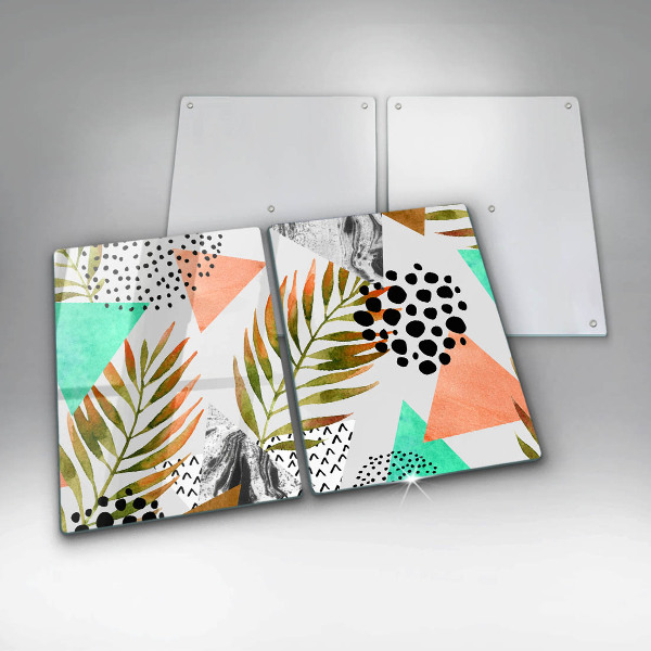 Placă din sticla protectie perete Model de frunze boho