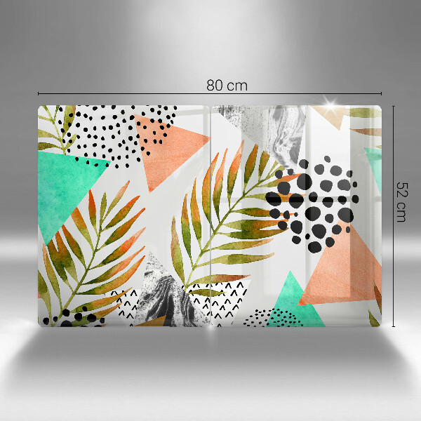 Placă din sticla protectie perete Model de frunze boho