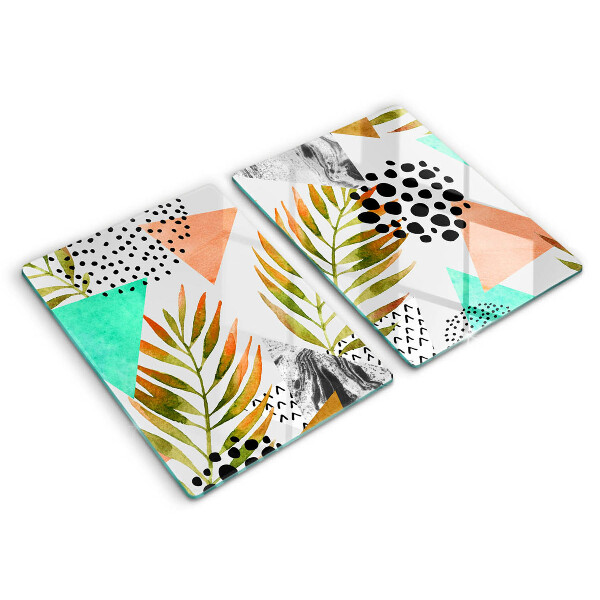 Placă din sticla protectie perete Model de frunze boho