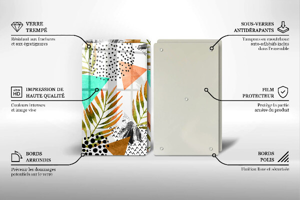 Placă din sticla protectie perete Model de frunze boho