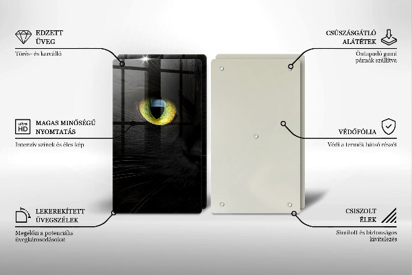 Placă sticla protectie aragaz Ochi de pisică de animale