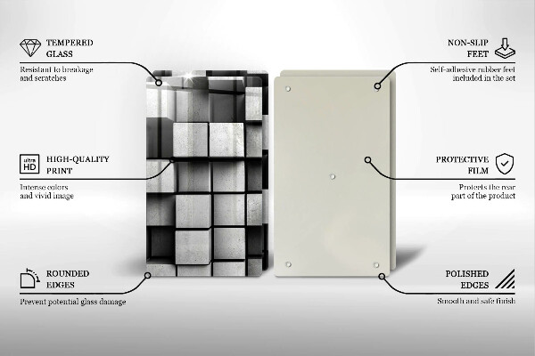 Placă sticla protectie aragaz Pătrate 3d abstracte