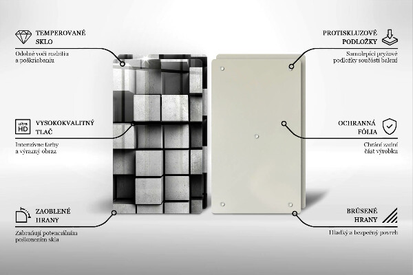Placă sticla protectie aragaz Pătrate 3d abstracte