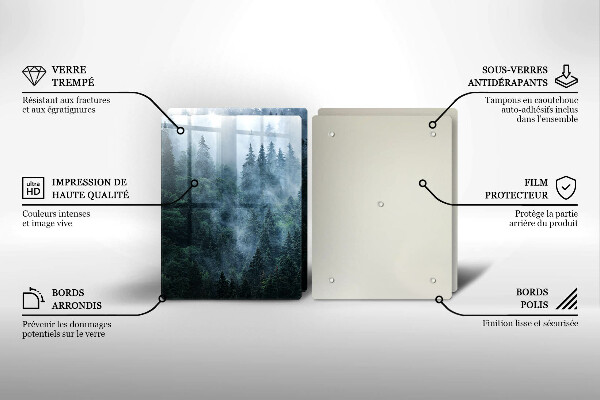 Placă sticla protectie aragaz Copaci de pădure și ceață
