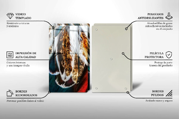 Placă sticla protectie aragaz Pene de pasăre boho