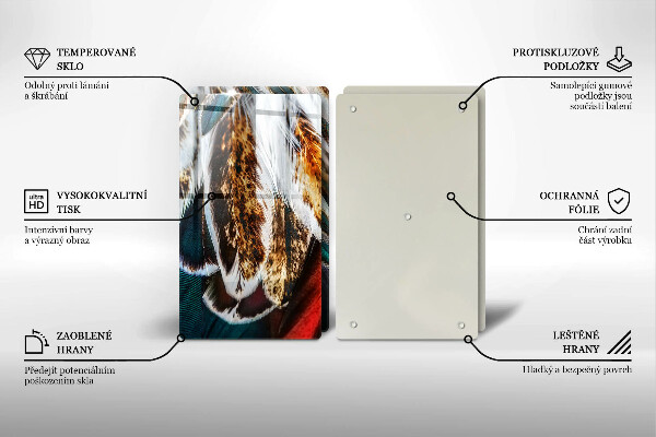 Placă sticla protectie aragaz Pene de pasăre boho